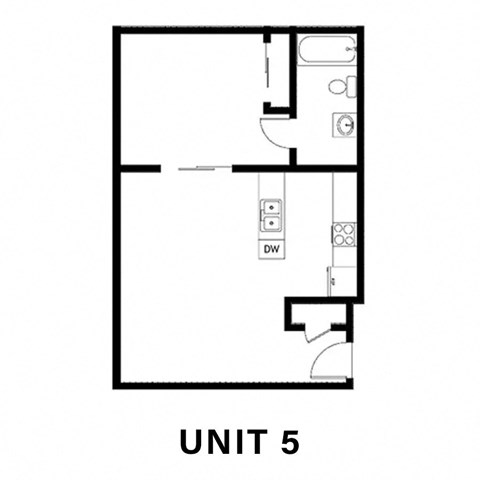 Floor plan for 1 bed, 1 bath, 615 sqft